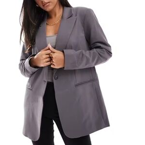 NWT ASOS DESIGN Tall Tailored Relaxed Blazer in Grey Size Oversized Small